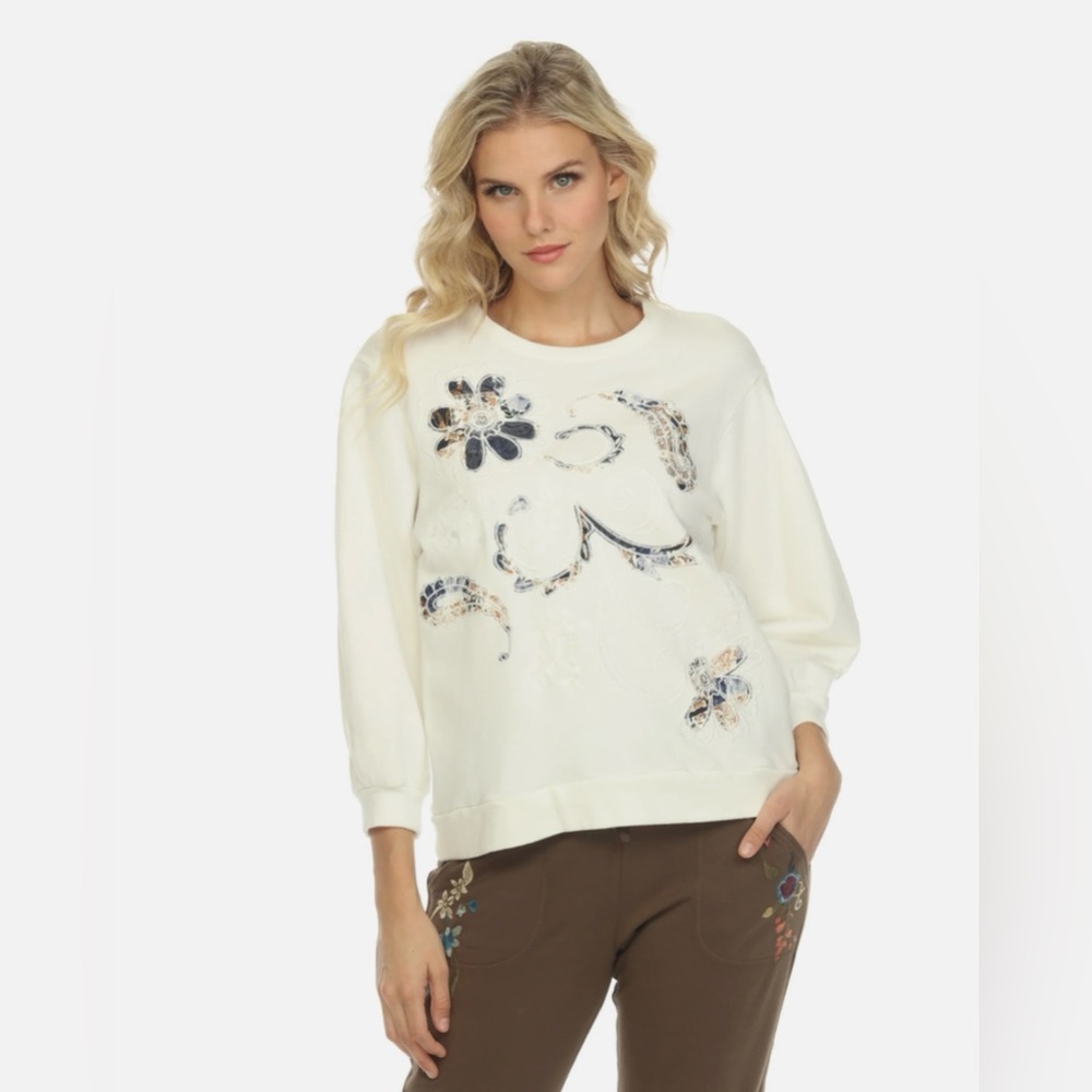 Johnny Was Jade Solis Paisley Crew Neck Top Boho Chic